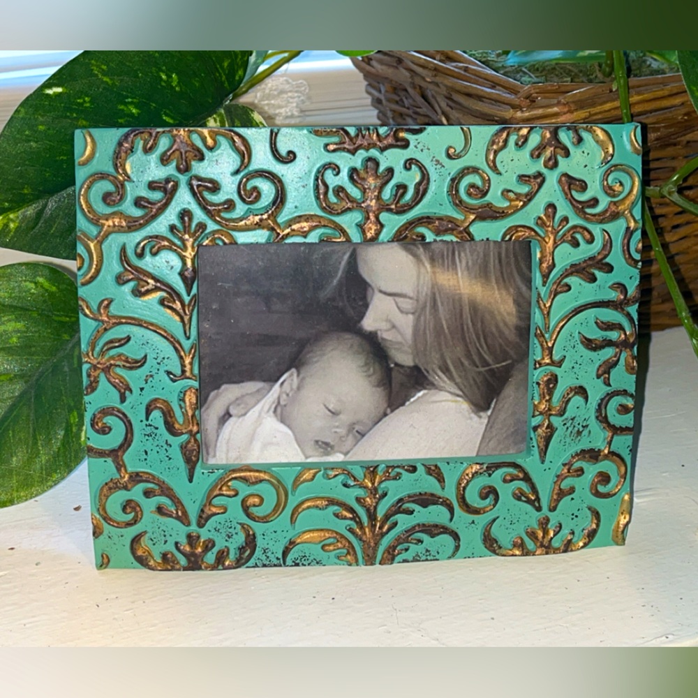 Turquoise and Gold Ornate Picture Frame